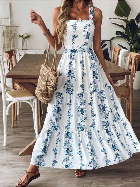 Plus size White and Blue Floral Maxi NEW - Picture 3 of 3